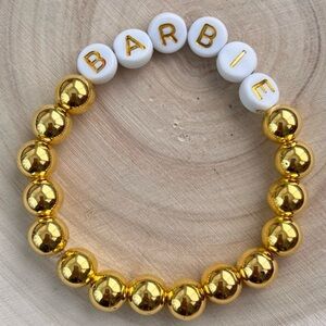Handcrafted Barbie in Gold Beaded Bracelet